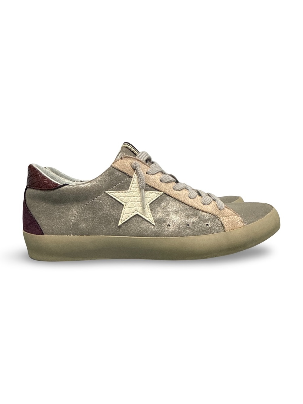ShuShop Paula Pewter Distressed Sneakers Women’s 7